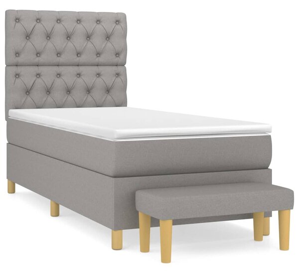 Box spring postel s matrací světle šedá 80 x 200 cm textil 3137349