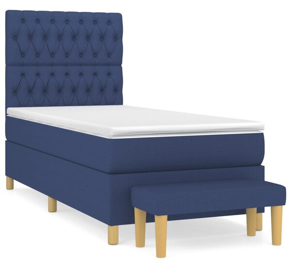 Box spring postel s matrací modrá 90x190 cm textil 3137363