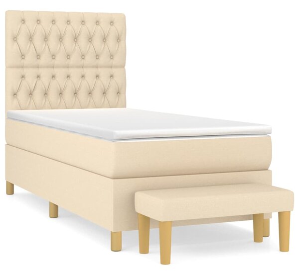 Box spring postel s matrací krémová 90x190 cm textil 3137362
