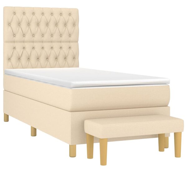 Box spring postel s matrací krémová 90x190 cm textil 3137362