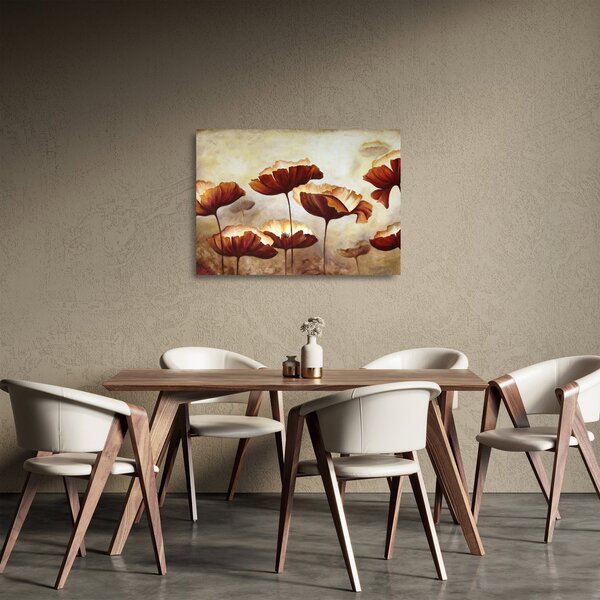 Skleněný obraz červených květin (70x50 cm)