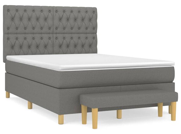 Box spring postel s matrací tmavě šedá 140x200 cm textil 3137398
