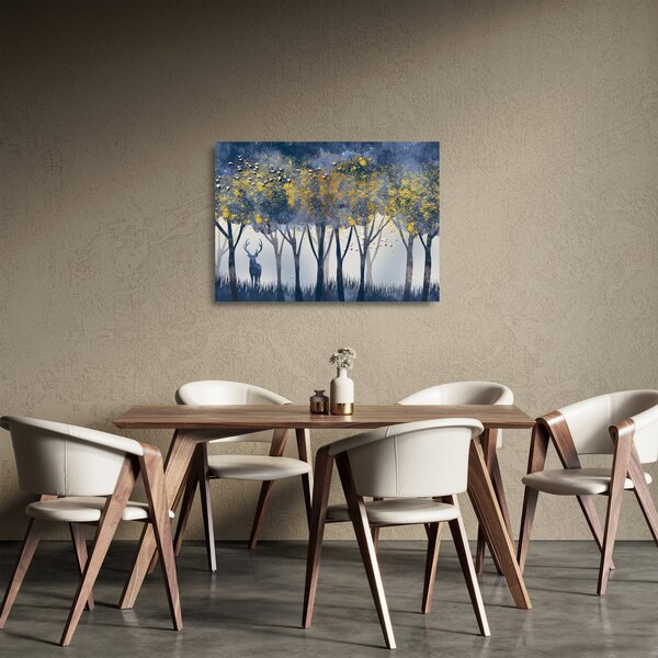 Skleněný obraz jelena v lese (70x50 cm)