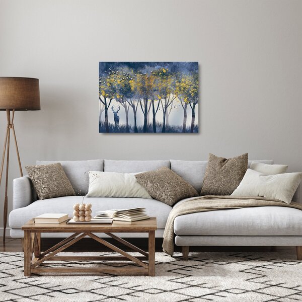 Skleněný obraz jelena v lese (70x50 cm)