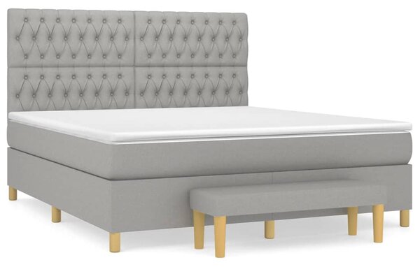 Box spring postel s matrací světle šedá 180 x 200 cm textil 3137413