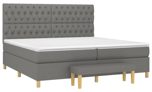 Box spring postel s matrací tmavě šedá 200x200 cm textil 3137422