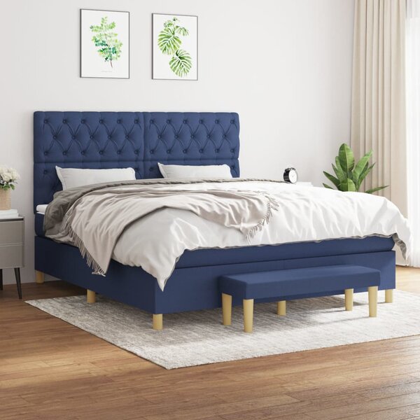 Box spring postel s matrací modrá 160x200 cm textil 3137411