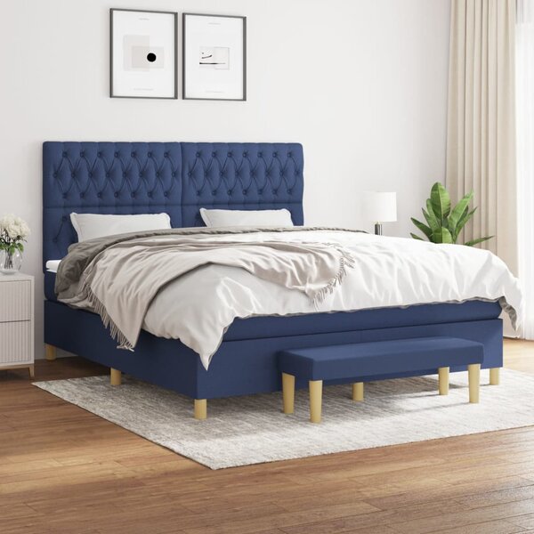 Box spring postel s matrací modrá 180x200 cm textil 3137419