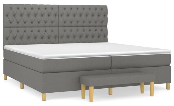 Box spring postel s matrací tmavě šedá 200x200 cm textil 3137422