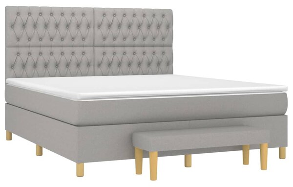 Box spring postel s matrací světle šedá 180 x 200 cm textil 3137413