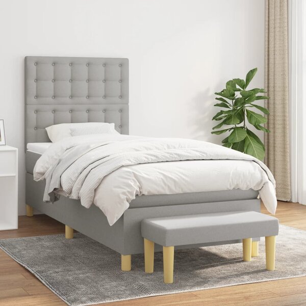 Box spring postel s matrací světle šedá 90x190 cm textil 3137437