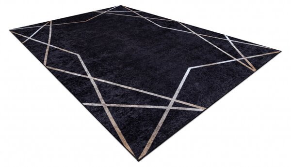 Makro Abra Kusový koberec pratelný MIRO 51233.811 Geometrický protiskluzový černý Rozměr: 140x190 cm