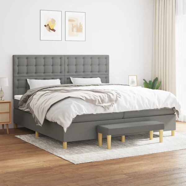 Box spring postel s matrací tmavě šedá 200x200 cm textil 3137502