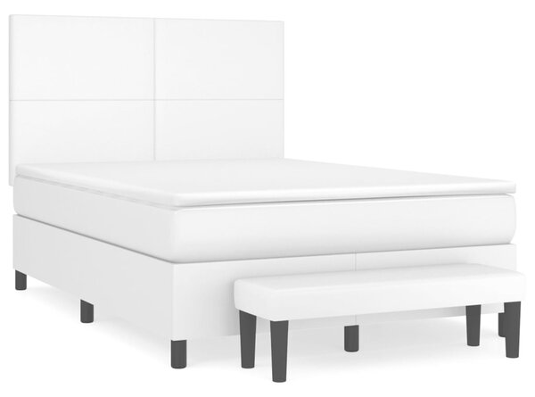 Box spring postel s matrací bílá 140 x 190 cm umělá kůže 3137540