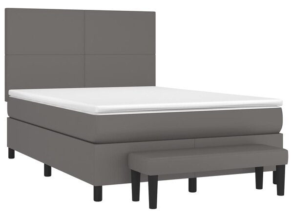 Box spring postel s matrací šedá 140 x 190 cm umělá kůže 3137543