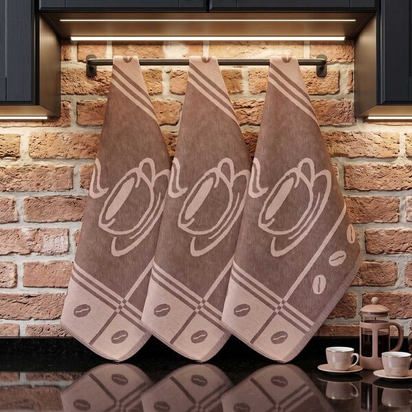Forbyt kuchyňské utěrky EGYPTSKÁ BAVLNA COFFEE BEIGE, béžová káva, 3 kusy, 50x70cmHERB, šedé popínavé listy, 3 kusy, 50x70cm
