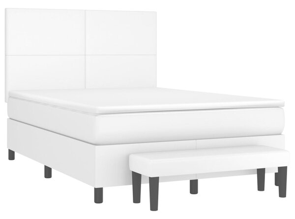 Box spring postel s matrací bílá 140 x 190 cm umělá kůže 3137540