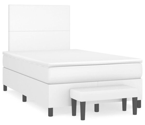 Box spring postel s matrací bílá 120x200 cm umělá kůže 3137534