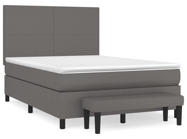 Box spring postel s matrací šedá 140 x 190 cm umělá kůže 3137543