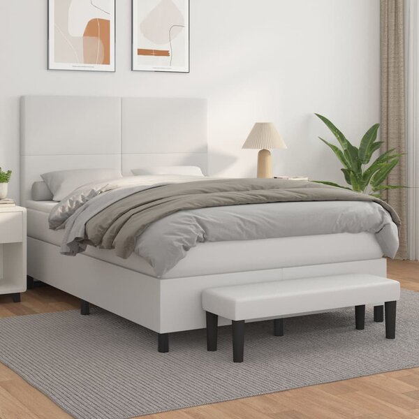 Box spring postel s matrací bílá 140 x 190 cm umělá kůže 3137540