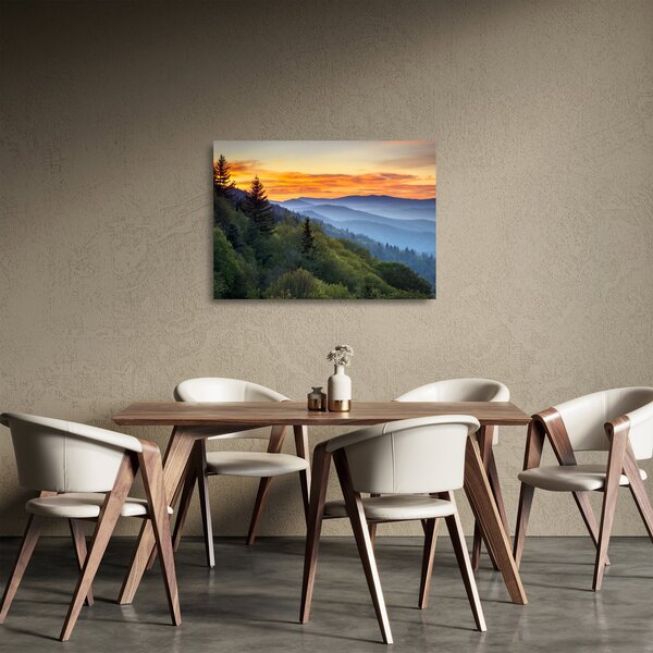 Skleněný obraz - Červánky v horách (70x50 cm)