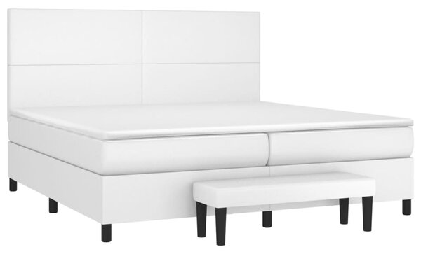 Box spring postel s matrací bílá 200x200 cm umělá kůže 3137564