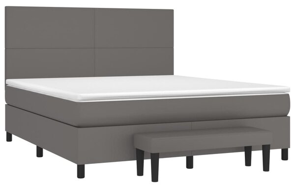 Box spring postel s matrací šedá 160x200 cm umělá kůže 3137555