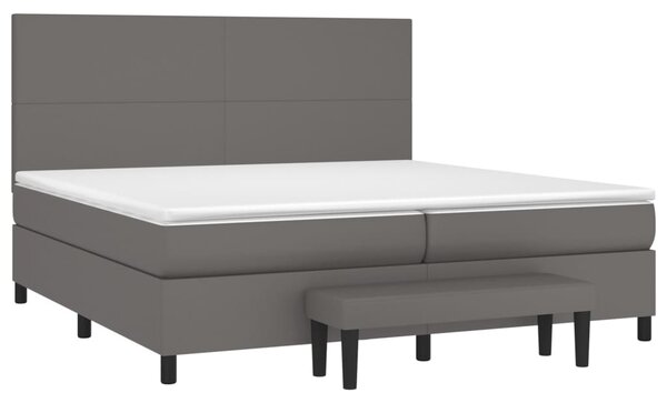 Box spring postel s matrací šedá 200x200 cm umělá kůže 3137567