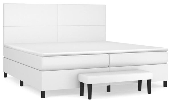 Box spring postel s matrací bílá 200x200 cm umělá kůže 3137564