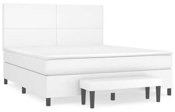 Box spring postel s matrací bílá 160x200 cm umělá kůže 3137552