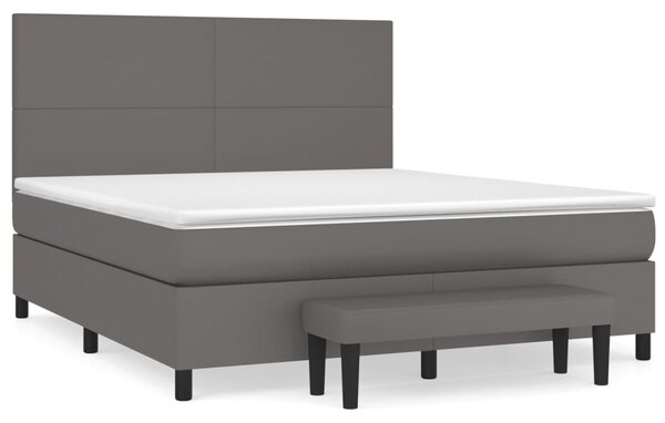 Box spring postel s matrací šedá 160x200 cm umělá kůže 3137555