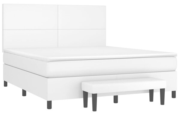 Box spring postel s matrací bílá 160x200 cm umělá kůže 3137552
