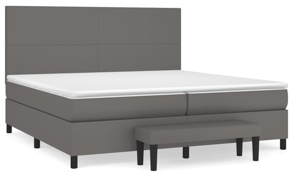 Box spring postel s matrací šedá 200x200 cm umělá kůže 3137567