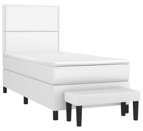 Box spring postel s matrací bílá 100x200 cm umělá kůže 3137588