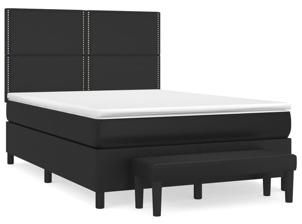 Box spring postel s matrací černá 140 x 190 cm umělá kůže 3137599