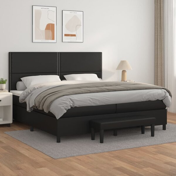 Box spring postel s matrací černá 200x200 cm umělá kůže 3137623