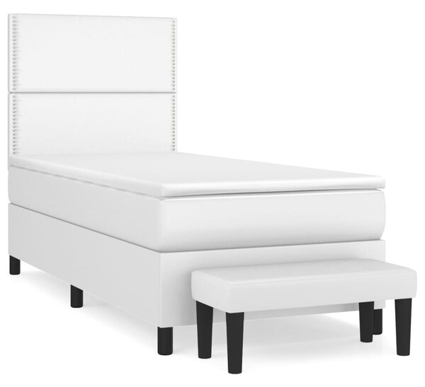 Box spring postel s matrací bílá 100x200 cm umělá kůže 3137588