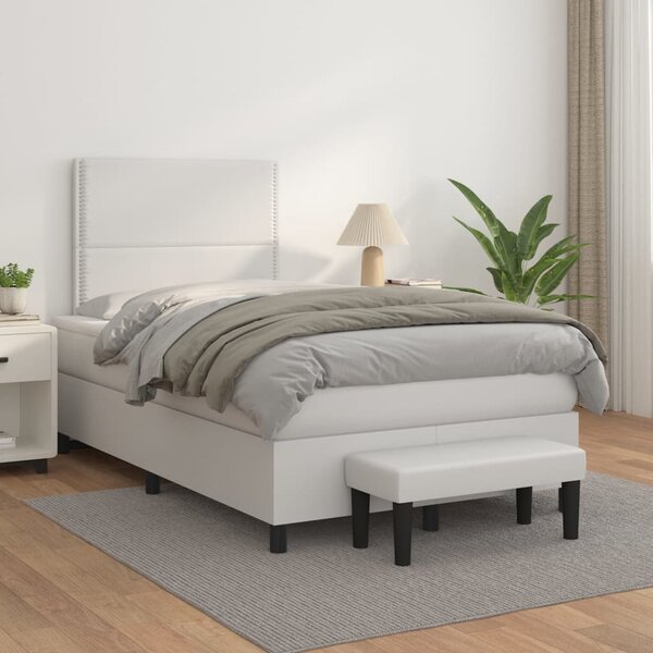 Box spring postel s matrací bílá 120x200 cm umělá kůže 3137594