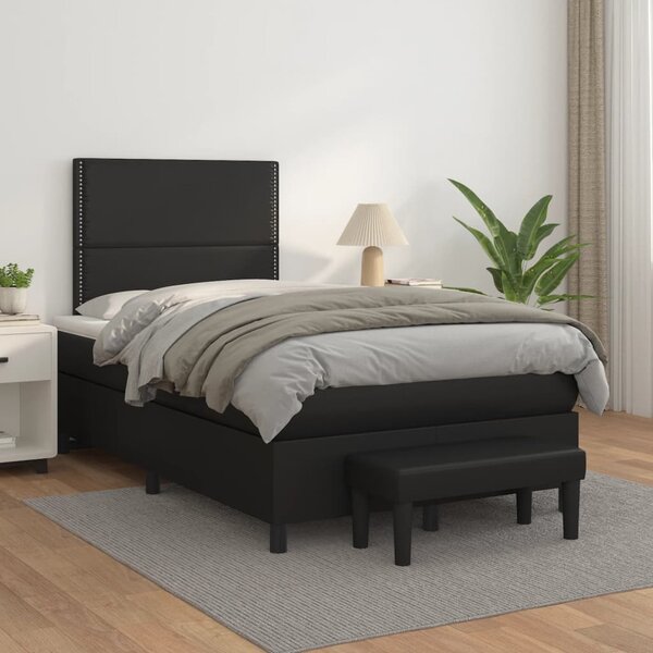 Box spring postel s matrací černá 120 x 200 cm umělá kůže 3137593