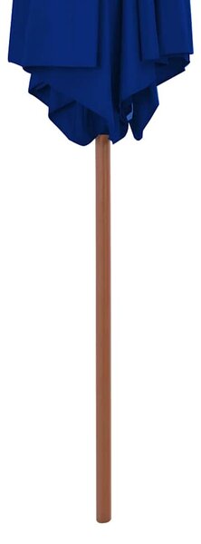 Zahradní slunečník s dřevěnou tyčí modrý 270 cm 313763