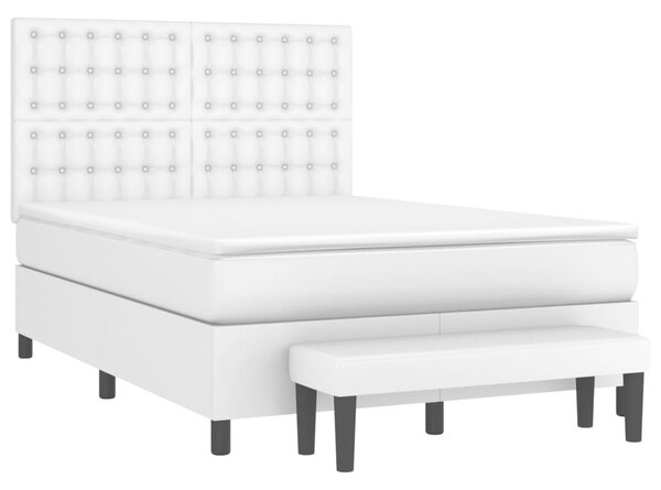 Box spring postel s matrací bílá 140 x 190 cm umělá kůže 3137660