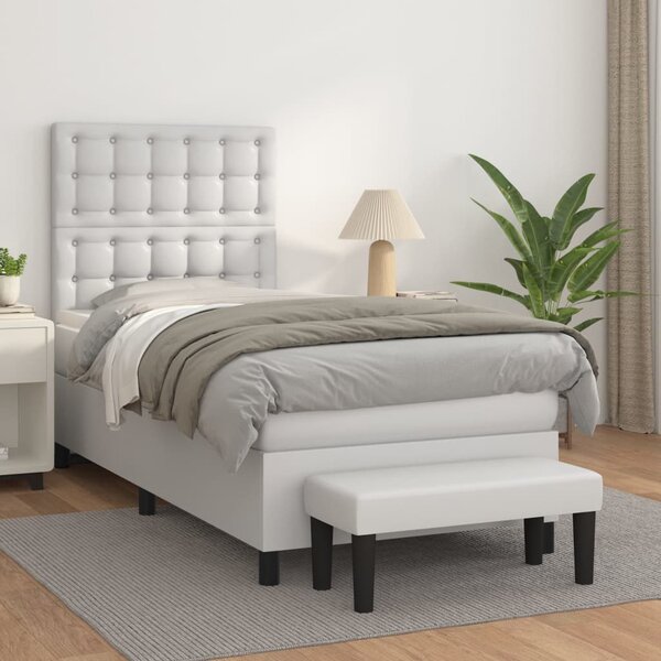 Box spring postel s matrací bílá 80 x 200 cm umělá kůže 3137630