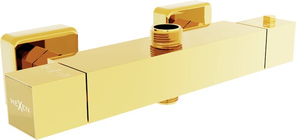 Mexen CUBE termostatická baterie s horním připojením, růžové-zlato, 77250-60