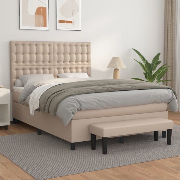Box spring postel s matrací cappuccino 140x200 cm umělá kůže 3137670
