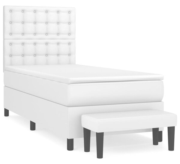 Box spring postel s matrací bílá 80 x 200 cm umělá kůže 3137630