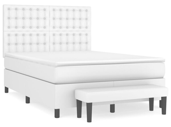 Box spring postel s matrací bílá 140 x 190 cm umělá kůže 3137660