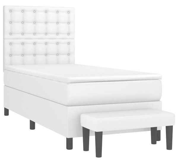 Box spring postel s matrací bílá 80 x 200 cm umělá kůže 3137630