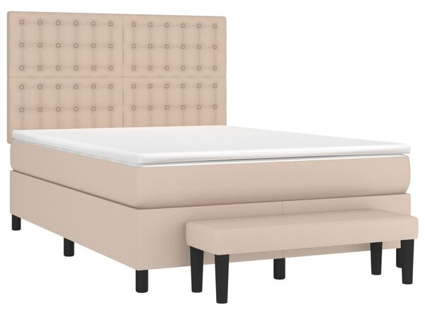 Box spring postel s matrací cappuccino 140x200 cm umělá kůže 3137670