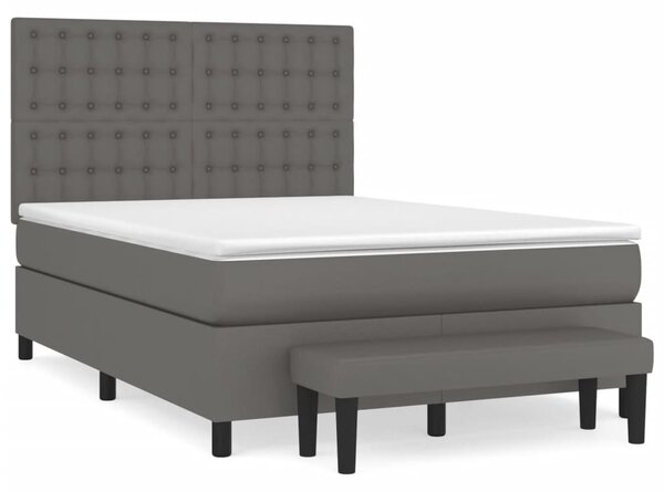 Box spring postel s matrací šedá 140x200 cm umělá kůže 3137669