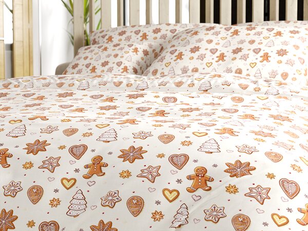 Bavlněné povlečení GINGERBREAD JOY béžové Rozměr povlečení: 70 x 90 cm | 140 x 220 cm